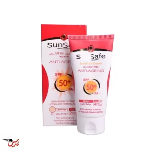 کرم ضد آفتاب و ضد چروک بژ روشن سان سیف SPF50 50ml